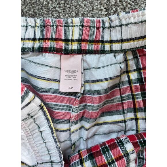 EUC Victoria's Secret Long Sleeve Plaid Pajama Set Mint Red Size Small - Picture 8 of 8